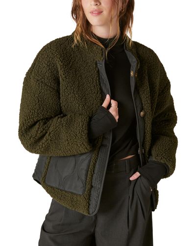 Lucky Brand Reversible Mixed Media Faux Shearling Jacket - Green