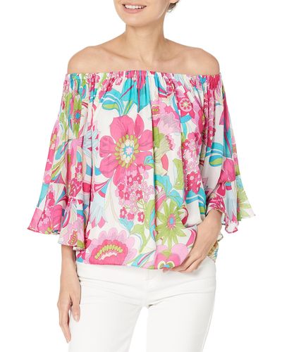 Trina Turk Printed Off The Shoulder Blouse - Pink