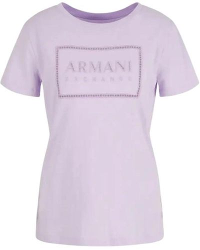 Emporio Armani A | X Armani Exchange Armani Exchange Embroidered Logo Cotton T-shirt - Purple