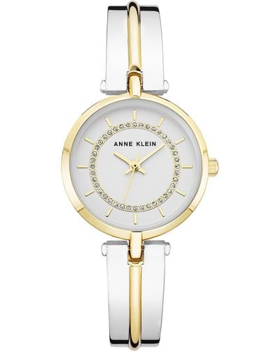 Anne Klein Glitter Accented Bangle Watch - White