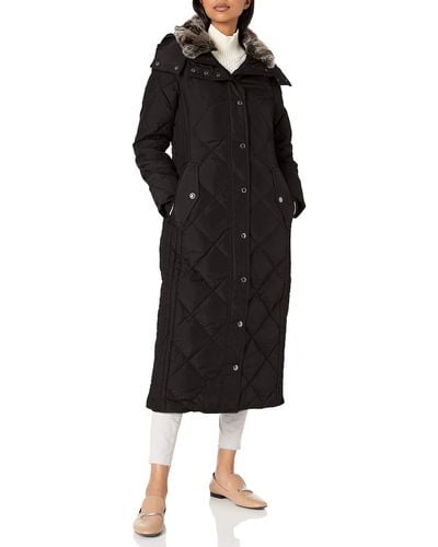 London Fog Diamond Down Quilting With Removable Hood - Black