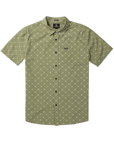 Volcom Stone Mash Short Sleeve Button Down Shirt - Green