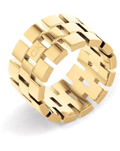 Calvin Klein Jewelry Yellow Gold Chain Link Ring Color: Gold Plated - Metallic