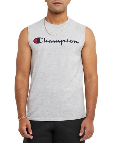 Champion Big Tall Classic Graphic Muscle Tee - Gray