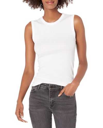 Enza Costa Womens Fitted Muscle Tank Cami Shirt - White