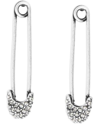 Lucky Brand Ox Safety Pin Stud Earrings,silver,one Size - White