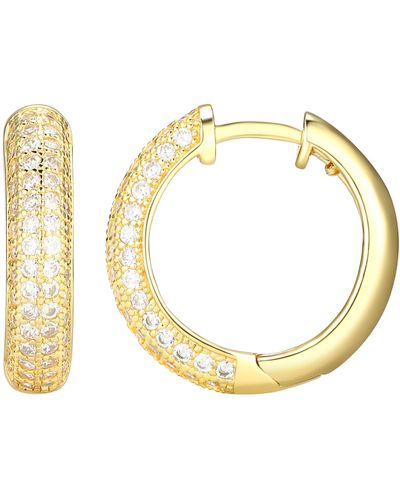 Amazon Essentials Cubic Zirconia Pave Hoop Earrings In 18k Gold Plated Sterling Silver - Metallic