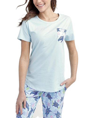 Vera Bradley Cotton Short Sleeve Crewneck Pajama T-shirt - Blue