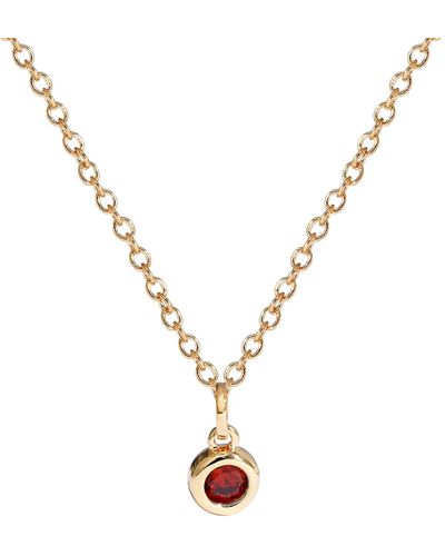 Amazon Essentials Yellow Gold Plated Brass Birthstone Solitaire Pendant Necklace - Metallic