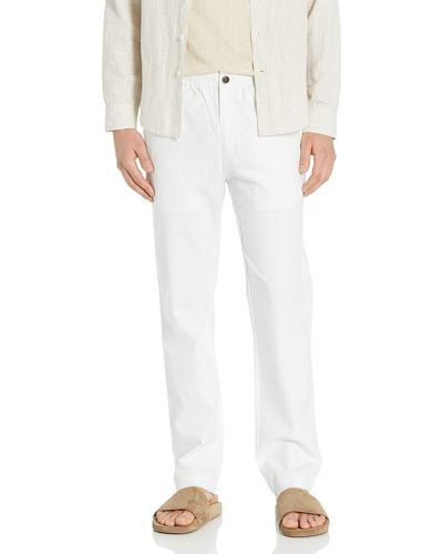 28 Palms Standard Slim-fit Stretch Linen Pant With Drawstring - White