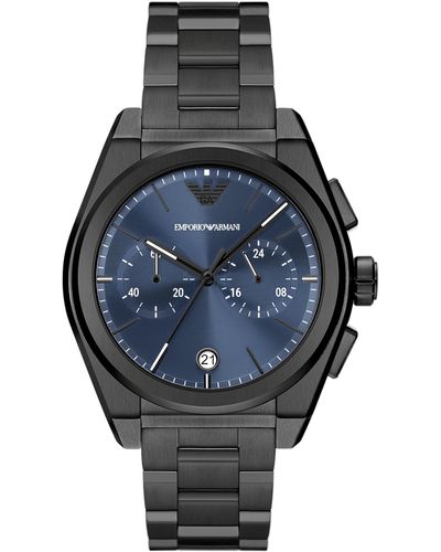 Emporio Armani Chronograph Gunmetal Gray Stainless Steel Bracelet Watch