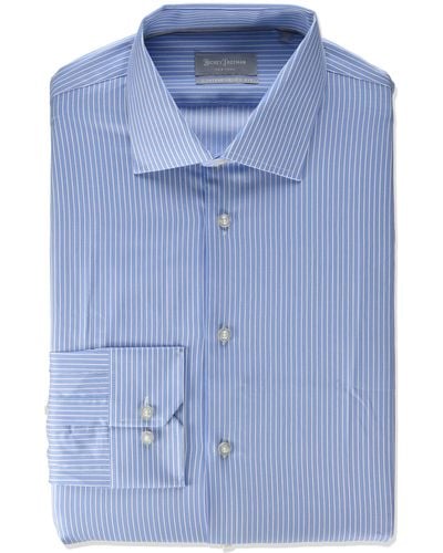 Hickey Freeman Contemporary Fitted Long Dress Shirt - Blue