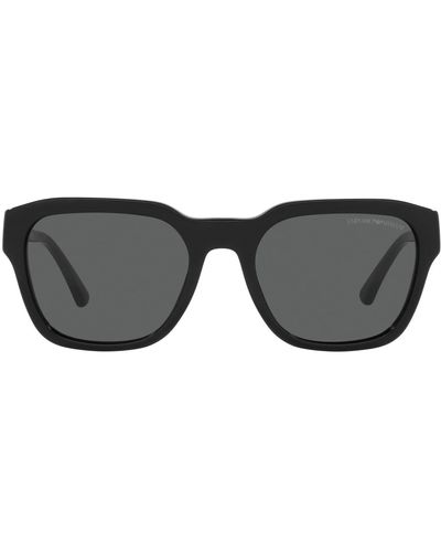 Emporio Armani Ea4175f Low Bridge Fit Square Sunglasses - Black