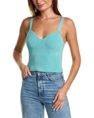Vince S Ribbed Sweetheart Bralette Sweater - Blue