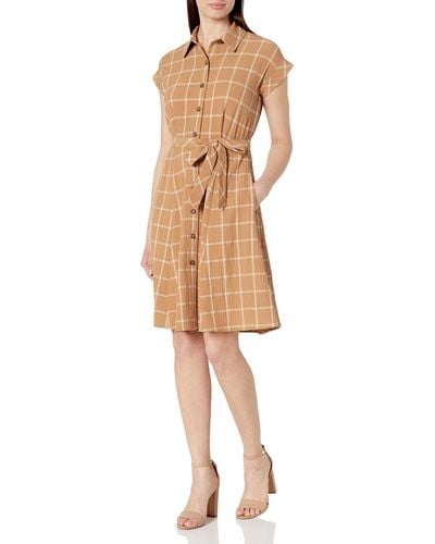 Calvin Klein A-line Dress With Collared Neck - Natural