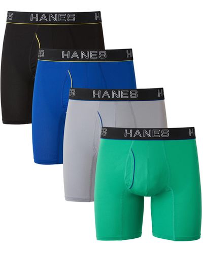 Hanes Ultimate Comfort Flex Fit Ultra Lightweight Mesh Boxer Briefs - Blue