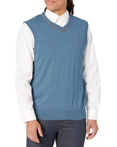 Tommy Hilfiger Mens Cotton Sweater Vest - Blue