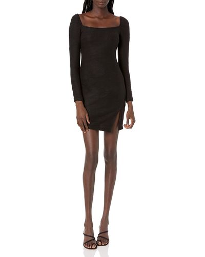 Kendall + Kylie Kendall + Kylie Ruched Dress With Slit - Black