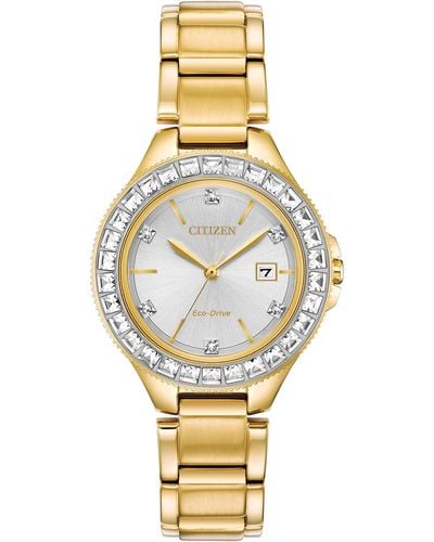 Citizen Eco-drive Dress Classic Crystal Watch In Gold-tone Stainless Steel - Metallic