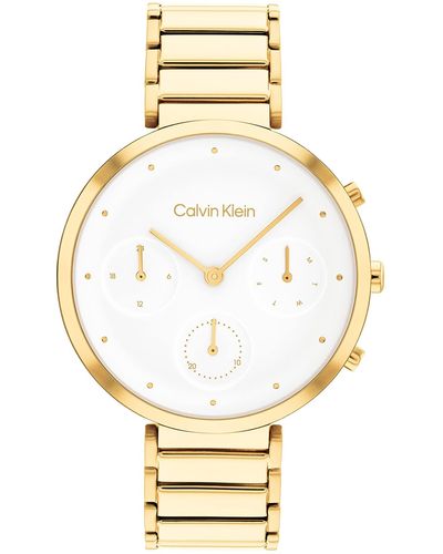 Calvin Klein Quartz 25200284 Ionic Plated Thin Gold Steel And Link Bracelet Watch - Metallic