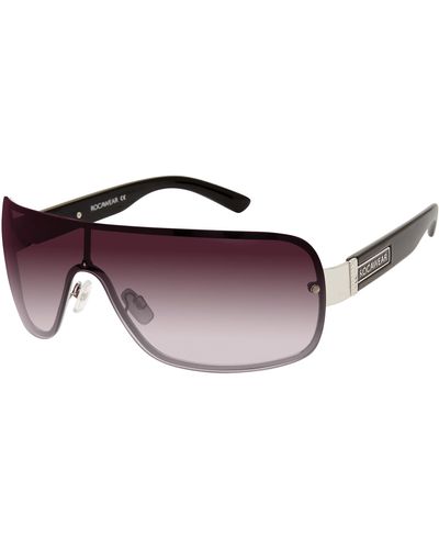 Rocawear R1527 Metal Shield Uv400 Protective Rectangular Sunglasses. Gifts For With Flair - Black