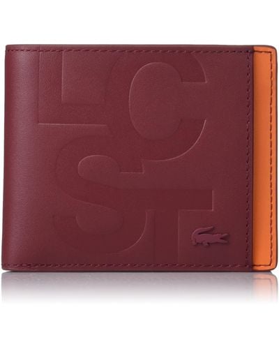 Lacoste Slim Billfold Wallet With Logo Lettering - Purple