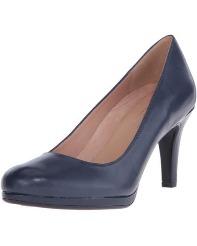 Naturalizer S Michelle Classic High Heel Pump,navy Leather,11 Wide - Blue
