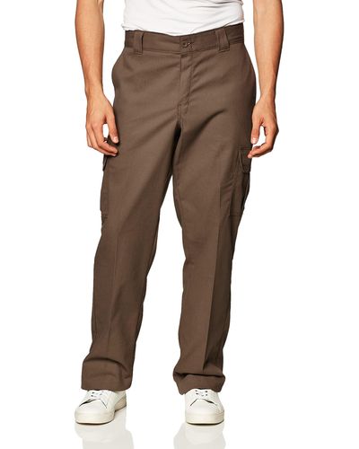 Dickies Mens Regular Straight Stretch Twill Cargo Work Utility Pants - Brown