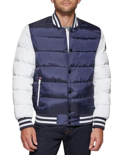 Tommy Hilfiger Quilted Varsity Puffer Bomber - Blau