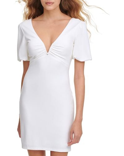 Guess Puffsleeve W/sweetheart Neck - White