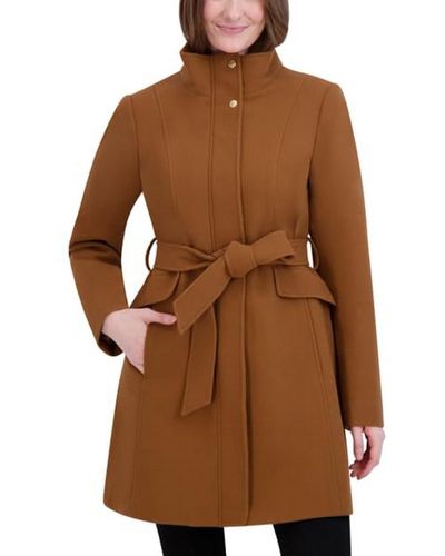 Laundry by Shelli Segal Belted Faux Wool Jacket - Brown