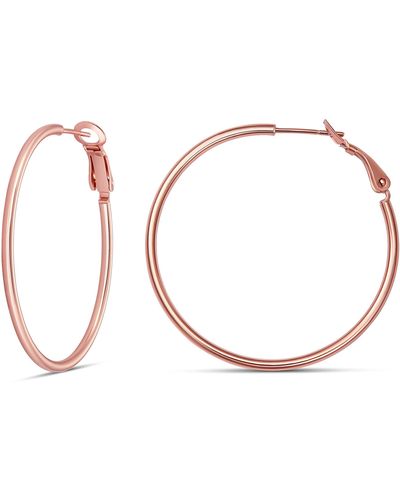 Amazon Essentials 14k Rose Gold Plated Sterling Silver Hoop Earrings - Metallic