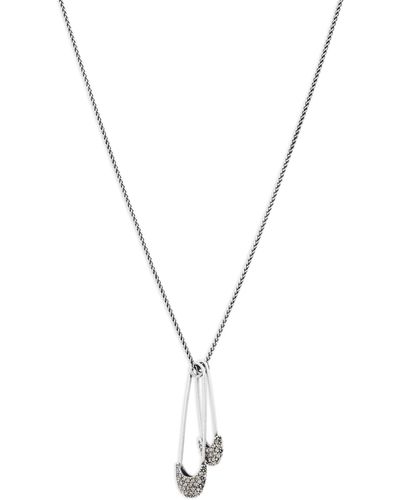 Lucky Brand Ox Safety Pin Pendant Necklace,silver,one Size - Metallic