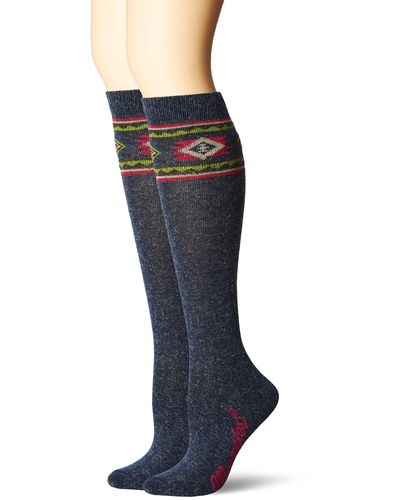 Wrangler Ladies Angora Aztec Boot Socks 2 Pair Pack - Blue