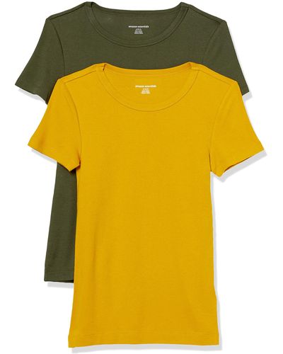Amazon Essentials 2-Pack Slim-Fit Short-Sleeve Crewneck T-Shirt Camiseta - Amarillo