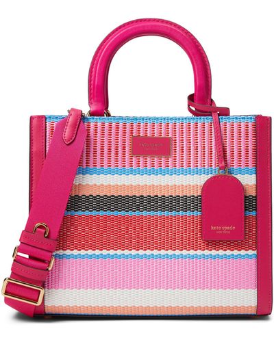Kate Spade Hattan Striped Woven Straw Small Tote - Pink