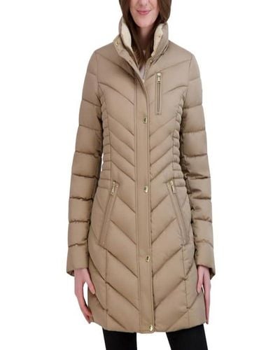 Laundry by Shelli Segal Puffer Jacket With Fur Strip Hood - Natural