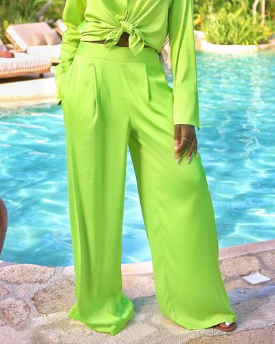 The Drop Lime Wide Leg Pants By @thejenniejenkins - Green