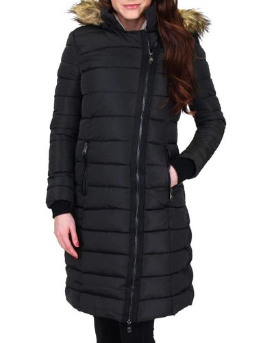 Nanette Lepore Long Asymmetric Puffer Coat With Hood - Black