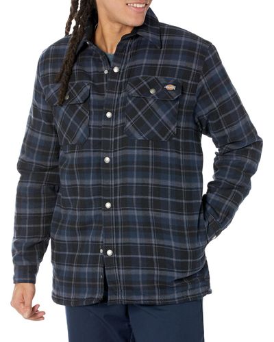 Dickies High Pile Fleece Lined Flannel Shirt Jacket - Blue