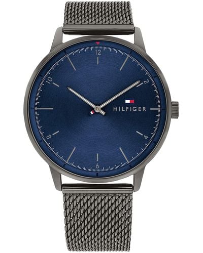 Tommy Hilfiger Reloj Analógico de Cuarzo para hombre con correa de malla de acero inoxidable Gris oscuro - 1791878 - Azul
