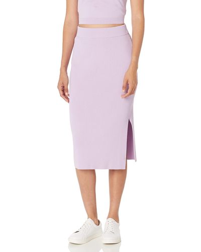 The Drop Vera Slim Side-slit Midi Sweater Skirt - Purple