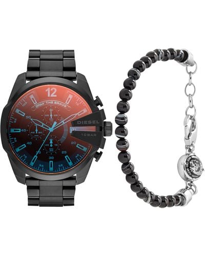 DIESEL Mega Chief Stainless Steel Chronograph Quartz Watch Stainless Steel And Beaded Bracelet - Multicolor