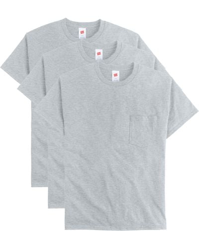Hanes Essentials Short-sleeve Pocket T-shirt Pack - Gray