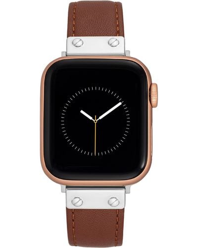 Anne Klein Leather Replacement Band For Apple Watch Secure - Black