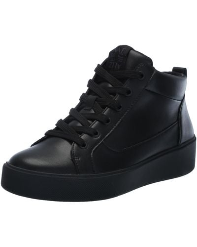 Naturalizer S Morrison Mid High Top Fashion Casual Sneaker Black Leather/black Sole 5.5 M