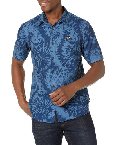 Oakley Erwachsene Dye Woven Hemd mit Button-Down-Kragen - Blau
