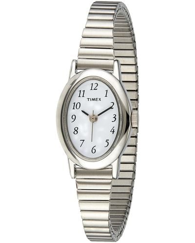 Timex T21902 Cavatina Silver-tone Stainless Steel Expansion Band Watch - Black
