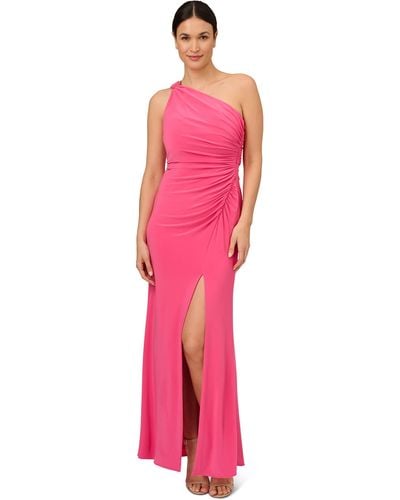Adrianna Papell One Shoulder Jersey Gown - Pink