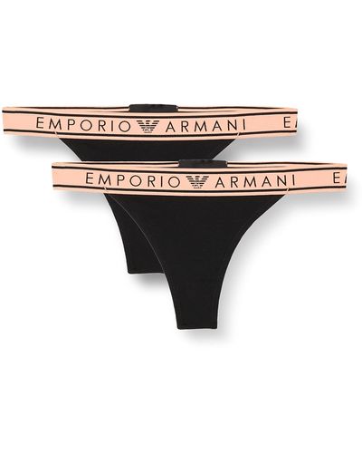 Emporio Armani Icon Logoband Thong in Blue | Lyst